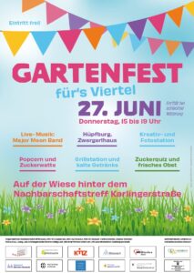 Gartenfest für's Viertel @ Grünflächen zwischen Karlingerstraße/Gubestraße